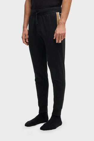 BOSS BOSS Erkek Regular Fit %100 Pamuklu Cepleri Şerit Çizgi Detaylı Beli İp Bağlamalı Düz Paça Siyah Pantolon 50540654-001