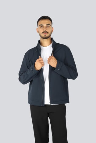 BOSS BOSS Erkek Regular Fit Dik Yaka Saklanabilir Kapüşonlu Fermuarlı Uzun Kollu Lacivert Ceket 50547488-404
