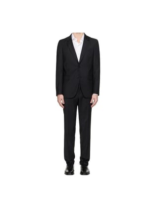 BOSS BOSS Erkek Saf Yünlü Astarlı Çentik Yakalı Slim Fit Siyah Takım Elbise 50546097-001