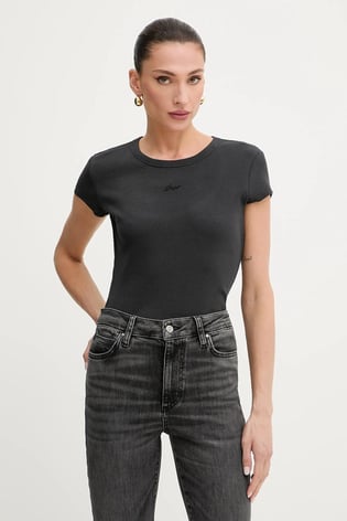 BOSS BOSS Kadın Bisiklet Yaka Sırt Dekolte Detay Slim Fit Pamuklu Kısa kol Siyah T-Shirt 50536871-001