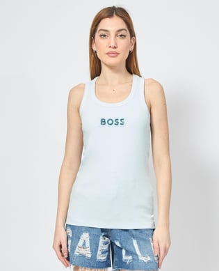 BOSS BOSS Kadın Slim Fit Kalın Askı Boss Yazılı Mavi Atlet 50536985-442