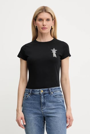 BOSS BOSS Kadın Yuvarlak Yaka Slim Fit Boss Yazı Detay Kısa Kol Siyah T-Shirt 50545287-001