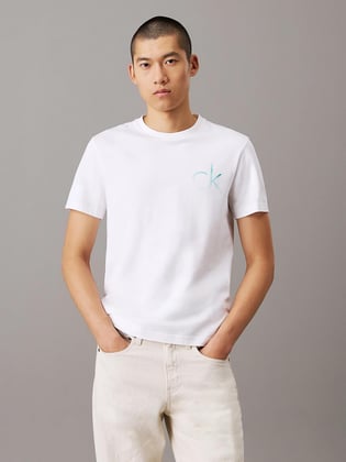 Calvin Klein Calvin Klein Erkek Bisiklet Yaka Kısa Kol Regular Fit Pamuıklu Beyaz T-Shirt K10K114146-YAF