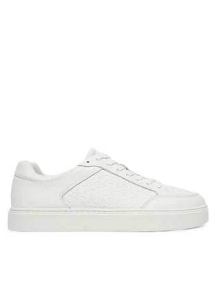 Calvin Klein Calvin Klein Erkek CK Monogram Logolu Düz Rahat Taban Düşük Bilekli Beyaz Sneaker HM0HM01899-0K4