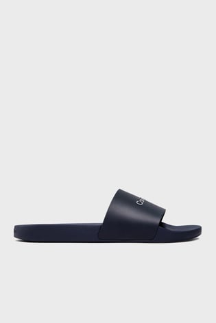 Calvin Klein Calvin Klein Erkek Düz Taban Logo Baskılı Rahat Spor Stil Lacivert Terlik HM0HM00455-DW4