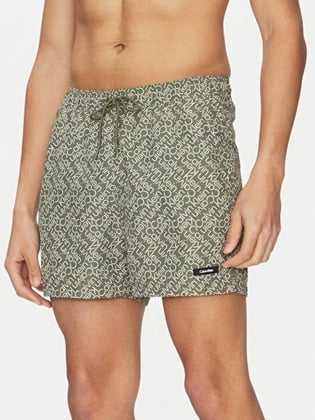 Calvin Klein Calvin Klein Erkek Lastikli ve İp Bağlamalı Bel Desenli Fileli İç Astarlı Yeşil Şort KM0KM01120-0IA