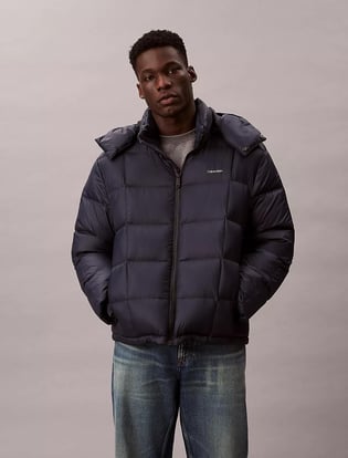 Calvin Klein Calvin Klein Erkek Ördek Tüyü Dolgulu Yalıtımlı Çıkarılabilir Kapüşonlu Uzun Kollu Lacivert Mont LV04RD508G-CEF