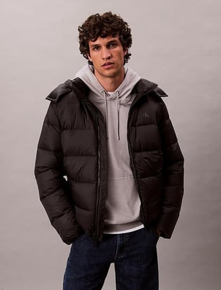 Calvin Klein Calvin Klein Erkek Ördek Tüyü Doldurma Uzun Kol Şişme Kapşonlu Siyah Ceket LV04RC518G-UB1