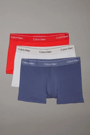 Calvin Klein Calvin Klein Erkek Pamuklu Slim Fit Beli Elastik Bantlı 3'lü Kırmızı-Lacivert Boxer LV00NB4392-VQN