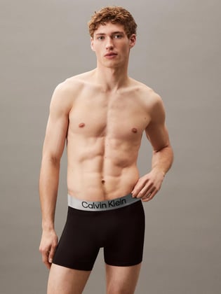 Calvin Klein Calvin Klein Erkek Rahat Esnek Kumaş Beli Logolu Elastik Bantlı 3'lü Siyah Boxer LV00NB4124-VSB