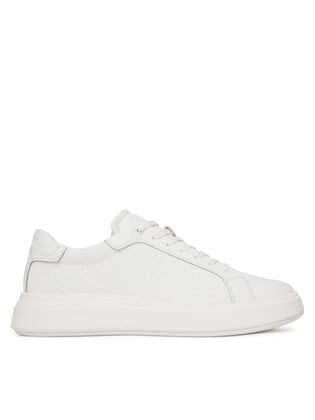 Calvin Klein Calvin Klein Erkek Topuk Destekli Rahat Taban Logo Desenli Düşük Bilekli Deri Beyaz Sneaker HM0HM01970-0K4