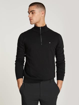 Calvin Klein Calvin Kleın Erkek Yarım Fermuarlı Dik Yaka Regular Fit Uzun Kollu Siyah Kazak K10K113748-BEH