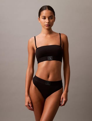 Calvin Klein Calvin Kleın Kadın Askılı Marka Logolu Pamuklu Siyah Bralet 000QF7966E-UB1