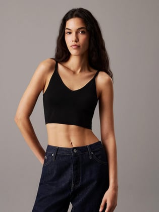 Calvin Klein Calvin Kleın Kadın Askılı Slim Fit V Yaka Örgü Kumaş Siyah Hırka J20J224805-BEH