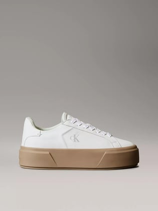 Calvin Klein Calvin Klein Kadın Bağlamalı Yüksek Kalın Taban Deri Beyaz Sneaker YW0YW01930-0H7
