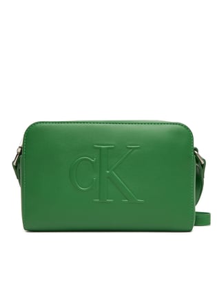 Calvin Klein Calvin Klein Kadın CK Yazı Detay Deri Ayarlanabilir Askı Fermuar Kapama Yeşil Omuz Çantası LV04K3036G-0K6