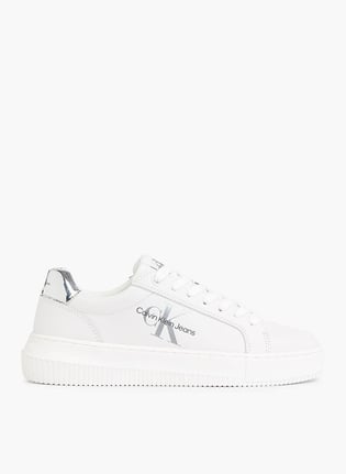 Calvin Klein Calvin Klein Kadın Deri Logolu Düz Tabanlı Günlük Kullanım Beyaz Sneaker YW0YW01224-YBR