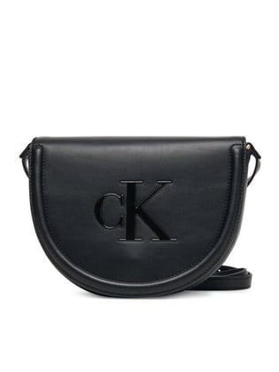 Calvin Klein Calvin Klein Kadın Deri Uzun Ayarlanabilir Sap CK Yazı Desenli Siyah Omuz Çantası LV04F3221G-UB1