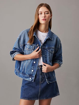 Calvin Klein Calvin Kleın Kadın Düğme Kapamalı Uzun Kollu Denim Mavi Ceket J20J224546-1AA