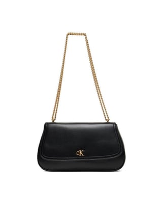 Calvin Klein Calvin Klein Kadın Gold Zincir Askılı Manyetik Kapamalı CK Logolu Siyah Omuz Çantası LV04F3171G-YIH