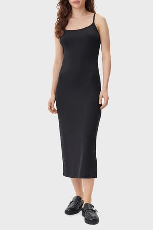 Calvin Klein Calvin Klein Kadın İnce İp Ayarlanabilir Askı Uzun Boy Dar Düz Model Siyah Elbise J20J225288-BEH