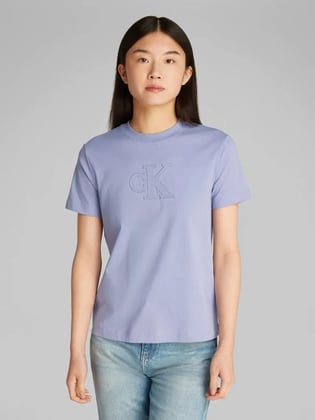 Calvin Klein Calvin Klein Kadın Kısa Kol Bisiklet Yaka CK Yazı Detay Reqular Fit Mor T-Shirt J20J225256-VFV