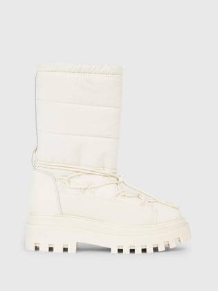 Calvin Klein Calvin Kleın Kadın Logolu Uzun Boy Bağcıklı Su Geçirmez Kışlık Beyaz Bot & Bootie YW0YW01146-YBI