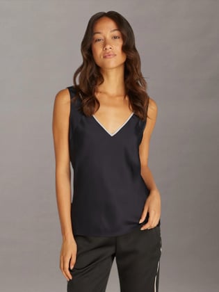 Calvin Klein Calvin Klein Kadın Normal Kalıp V Yaka Kolsuz Siyah Pijama Üstü K20K208185-BEH