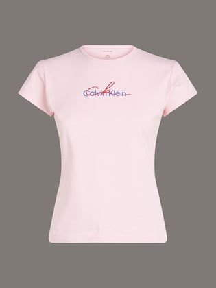 Calvin Klein Calvin Klein Kadın Normal Kalıp Yuvarlak Yaka İşlemeli Logo Desenli Kısa Kollu Pembe T-Shirt LV047B828G-7UD