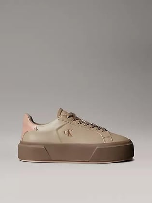 Calvin Klein Calvin Klein Kadın Platform Taban CK Logolu Deri Yeşil Sneaker YW0YW01928-0H8