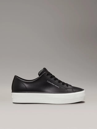 Calvin Klein Calvin Kleın Kadın Platform Taban Sertleştirilmiş Topuk Dolgulu Deri Siyah Sneaker YW0YW01633-0GM