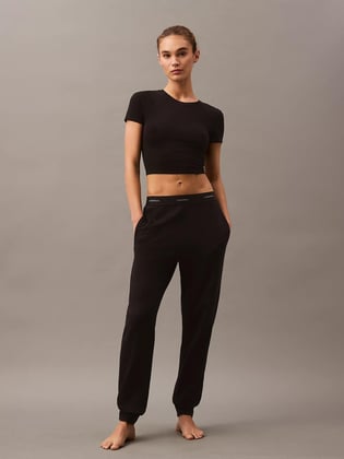 Calvin Klein Calvin Kleın Kadın Rahat Kesim Pamuklu Beli ve Paçası Lastikli Siyah Eşofman Altı 000QS7271E-UB1