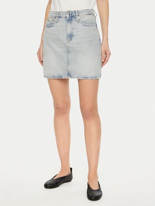 Calvin Klein Calvin Kleın Kadın Regular Fit Eskitme Detaylı Denim Mini Mavi Etek J20J224534-1AA