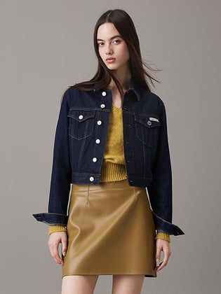 CALVIN KLEIN Calvin Kleın Kadın Regular Fit Uzun Kollu Çentikli Yaka Vintage Denim Lacivert Ceket J20J225066-1AP