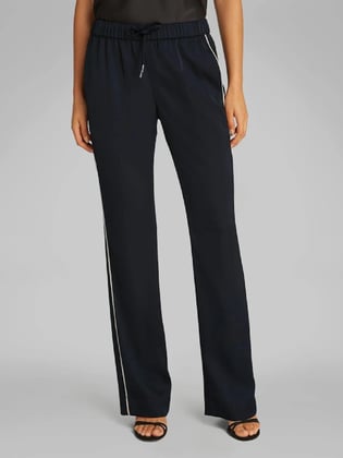 Calvin Klein Calvin Klein Kadın Regular Fit Beli Lastikli Yanları Şerit Çizgili Düz Paça Siyah Pantolon K20K208365-BEH