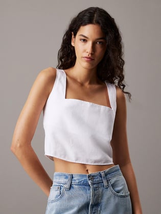 Calvin Klein Calvin Klein Kadın Sırt Düğme Kapama Kalın Askı Crop Boy Beyaz Büstiyer J20J225347-YAA
