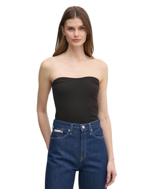 Calvin Klein Calvin Klein Kadın Straplez Düz Model Dar Siyah Bluz J20J225310-BEH