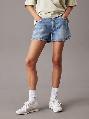 Calvin Klein Calvin Klein Kadın Yüksek Bel 5 Cepli Model Mavi Şort J20J225152-1AA