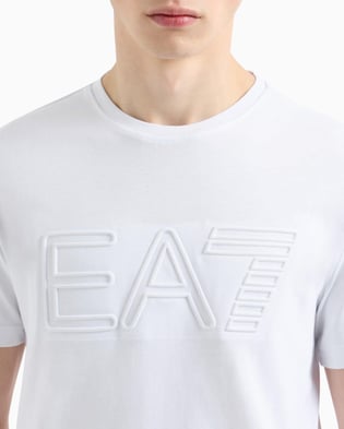 Ea7 Ea7 Erkek %100 Pamuklu Göğüste Büyük EA7 Logolu Yuvarlak Yaka Kısa Kollu Beyaz T-Shirt 7M000149 AF14772-U0002