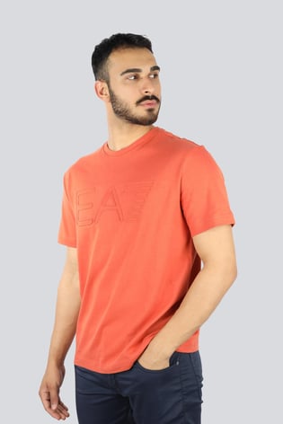 Ea7 Ea7 Erkek %100 Pamuklu Göğüste Büyük EA7 Logolu Yuvarlak Yaka Kısa Kollu Kiremit T-Shirt 7M000149 AF14772-U3010