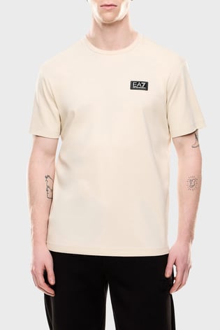 Ea7 Ea7 Erkek Bisiklet Yaka EA7 Yazı Detay Kısa Kol Dar Bej T-Shirt 7M000516 AF14616-U1079