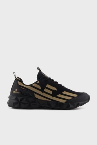 EA7 Ea7 Erkek Hafif Yüksek Taban Kartal Logolu Siyah-Altın Sneaker X8X217 XK433-R969