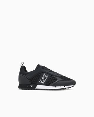 EA7 Ea7 Erkek Nefes Alabilen File Detaylı Rahat Taban Kartal Logo Motifli Beyaz-Siyah Sneaker 7X000334 AF18610-MC001