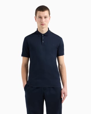 Ea7 Ea7 Erkek Regular Fit Omuzları Şerit Çizgili Pamuklu Jarse Kısa Kollu Lacivert Polo Yaka T-Shirt 7M000139 AF10375-UB102