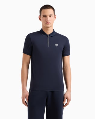 Ea7 Ea7 Erkek Slim Fit Kısa Kollu EA7 Logolu Fermuarlı Lacivert Polo Yaka T-Shirt 8NPF13 PJRGZ-1562