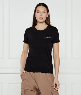 Ea7 Ea7 Kadın Yuvarlak Yaka Normal Kesim Pamuklu Kısa Kollu Siyah T-Shirt 7W000492 AF10373-UC001