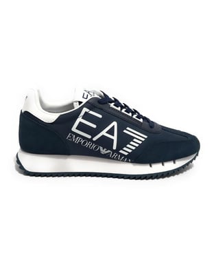 EA7 Ea7 Unısex Kalın Rahat Taban Logo Desenli Süet Detaylı Lacivert-Beyaz Sneaker 7X000541 AF18609-MB198