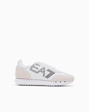 Ea7 Ea7 Unısex Marka Logolu Rahat Taban Bağıcıklı Beyaz-Siyah Sneaker X8X101 XK257-U426