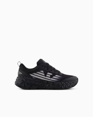 Ea7 Ea7 Unısex Rahat Yüksek Tabanlı Nefes Alabilir File Detaylı Armani Kartal Logolu Siyah Sneaker X8X239 XK432-S336