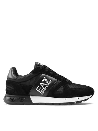 Ea7 Ea7 UNISEX Yuvarlak Burunlu Fileli Kumaş Logolu Siyah Sneaker X8X151 XK354-A120